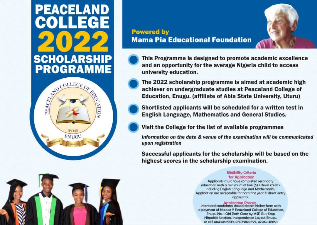 PEACELAND 2022/2023 SCHOLARSHIP PROGRAM